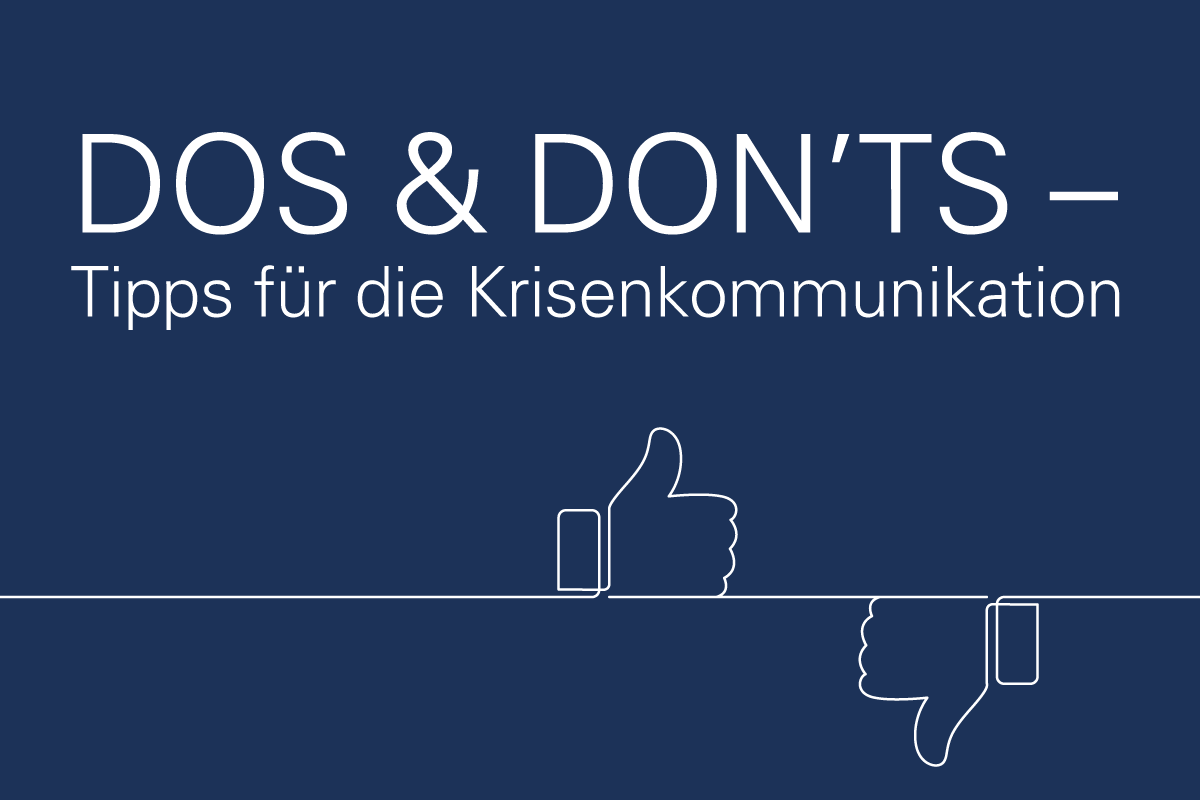 Die Grafik zeigt die Überschrift des Artikels: Dos & Don'ts – Tipps für die Krisenkommunikation.