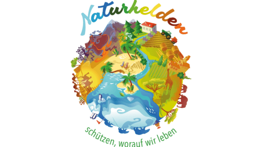 Die Grafik zeigt eine stilisierte Weltkugel als Logo der Naturhelden Wittgenstein.